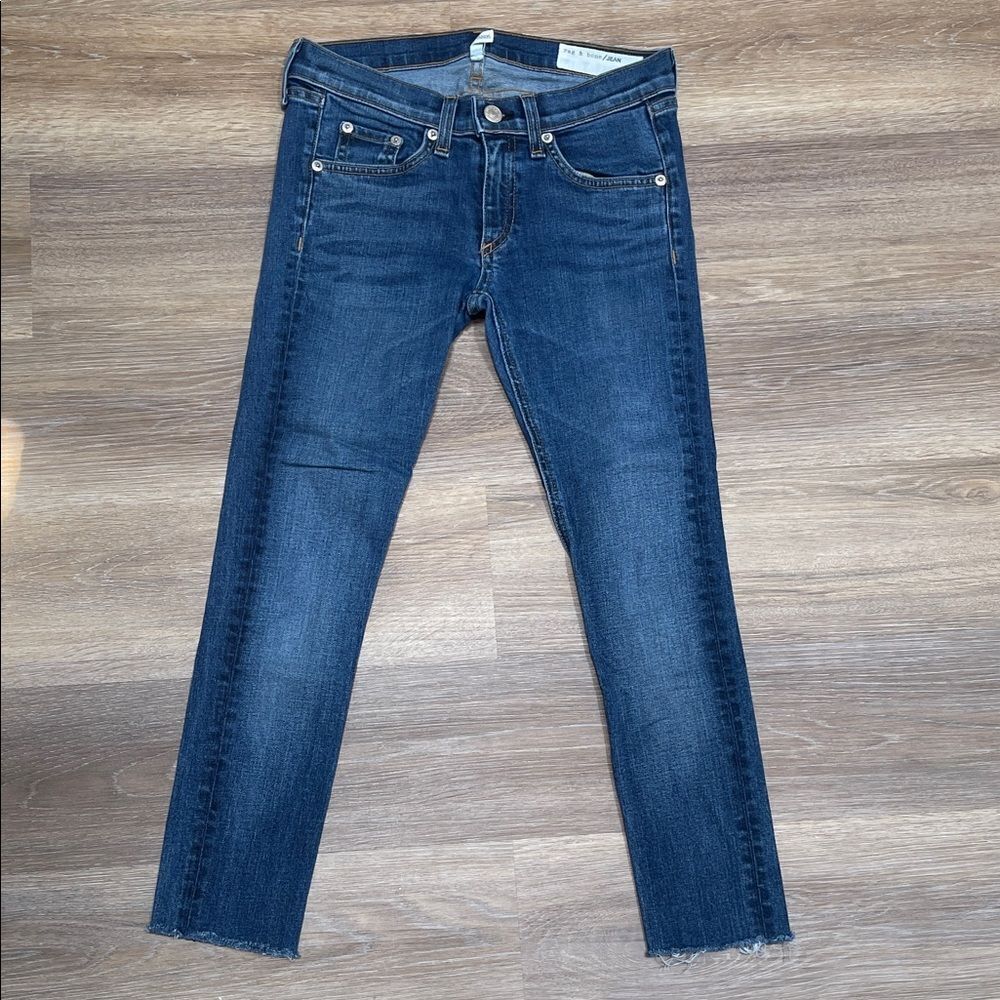 Rag & Bone Raw Hem Skinny Ankle Jeans Sz 25